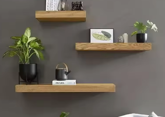 Houten Wandplank met Verborgen Compartiment – Zwevend & Functioneel Design
