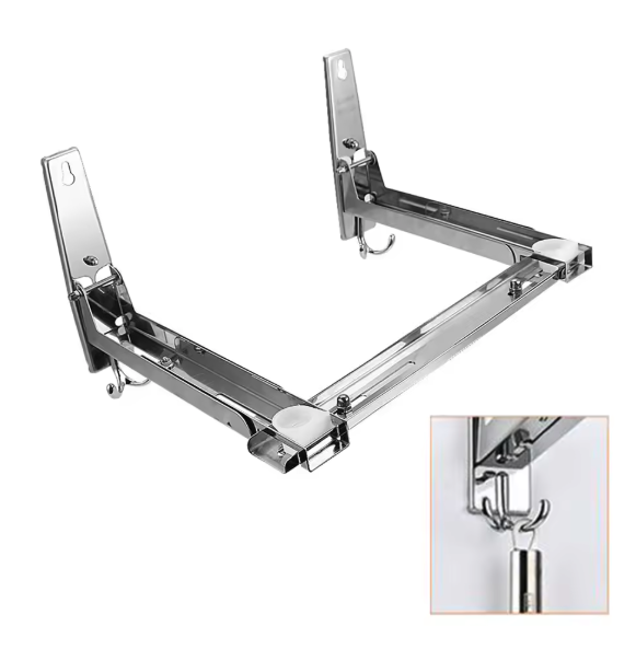 Wandhouder Magnetron – Inklapbaar RVS Rek met Haak, Verstelbaar tot 40 cm