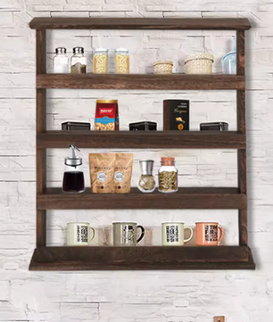 Houten Kruidenrek Wandmontage – 4-Lagen Paulowniahout, 60×53 cm