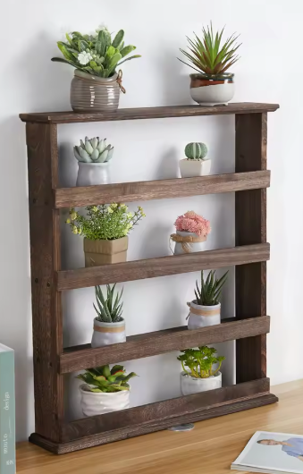 Houten Kruidenrek Wandmontage – 4-Lagen Paulowniahout, 60×53 cm