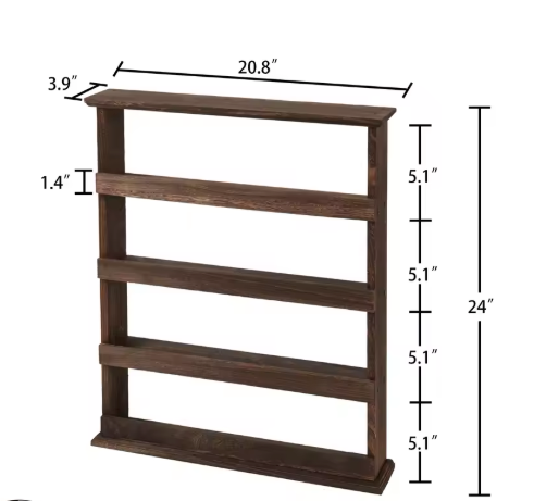 Houten Kruidenrek Wandmontage – 4-Lagen Paulowniahout, 60×53 cm