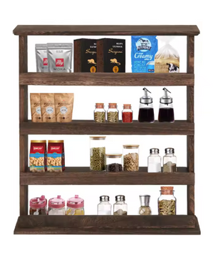 Houten Kruidenrek Wandmontage – 4-Lagen Paulowniahout, 60×53 cm