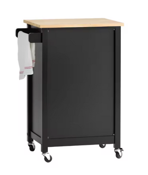 Keukenwagen met Lade, Kast & Wielen – Rubberen Werkblad, 63×88×46 cm