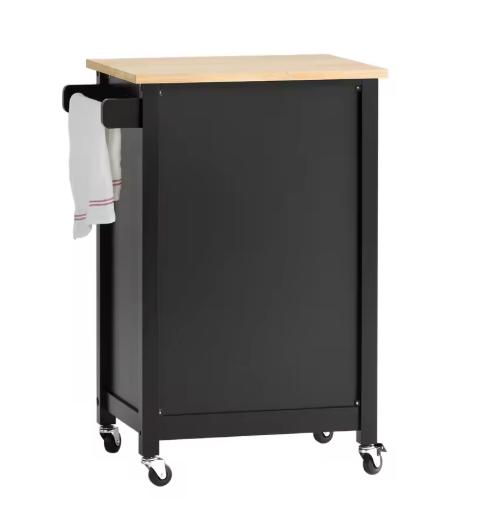 Keukenwagen met Lade, Kast & Wielen – Rubberen Werkblad, 63×88×46 cm