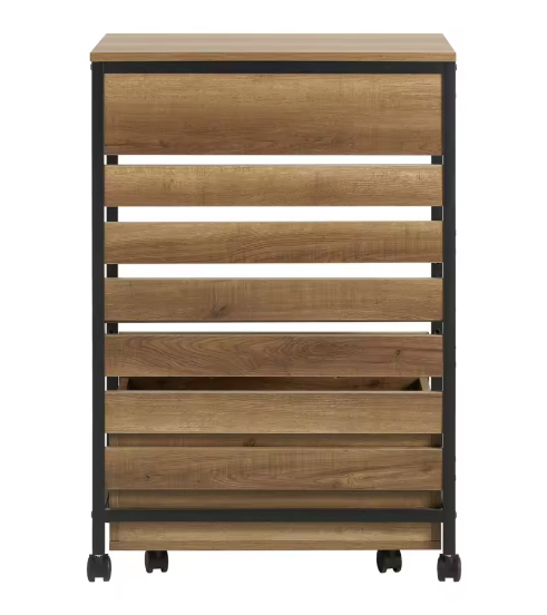 Vintage Keukentrolley met Opbergbak & Wielen – 90 cm Hoog