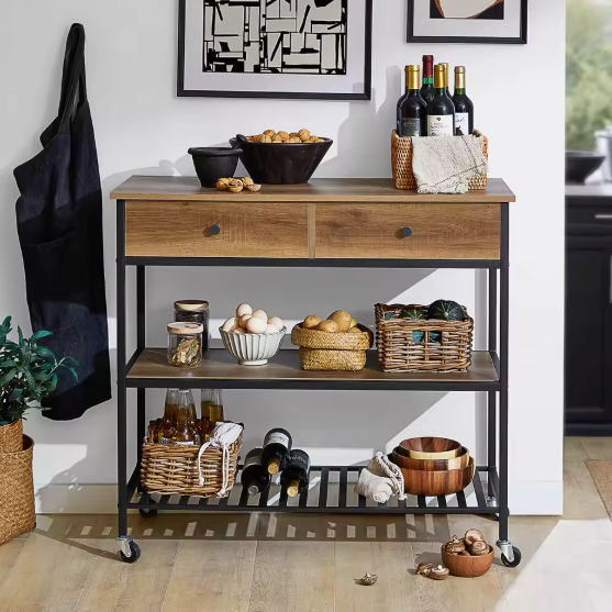 Industriële Keukentrolley met Lades & Planken – 93 cm Hoog