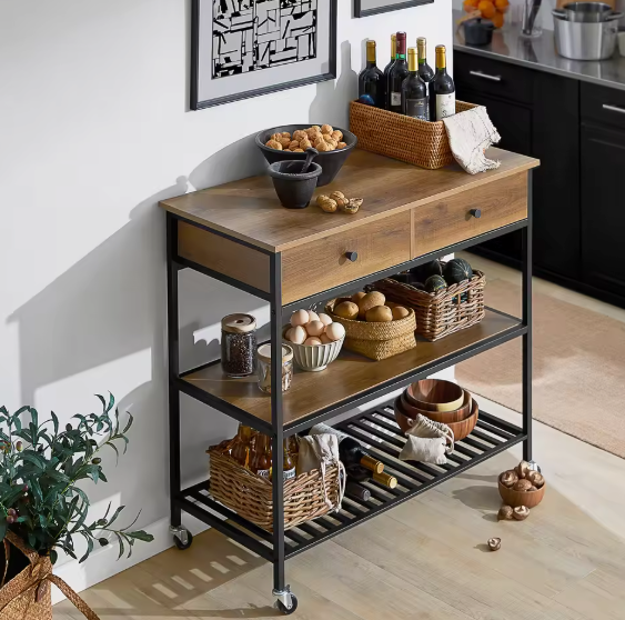 Industriële Keukentrolley met Lades & Planken – 93 cm Hoog