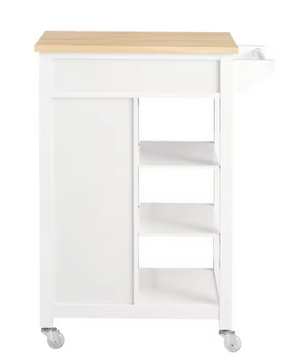 Witte Keukentrolley met Roosterdeuren, Planken & Lade – 87 cm