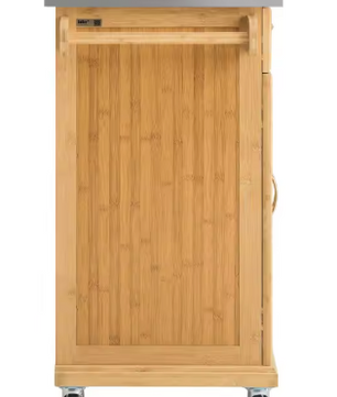 Bamboe Keukentrolley met RVS Blad, Lade & Kast – 90 cm Hoog