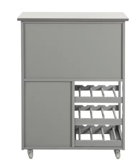Lichtgrijze Keukentrolley met RVS Blad, Lade & Kast – 87 cm