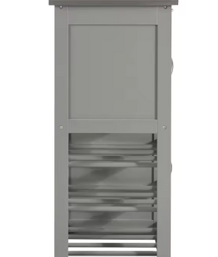 Lichtgrijze Keukentrolley met RVS Blad, Lade & Kast – 87 cm