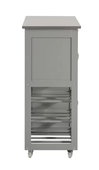 Lichtgrijze Keukentrolley met RVS Blad, Lade & Kast – 87 cm
