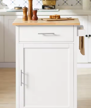 Witte Keukentrolley met Lade, Deur & Handdoekhouder – 90 cm