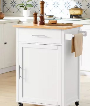 Witte Keukentrolley met Lade, Deur & Handdoekhouder – 90 cm