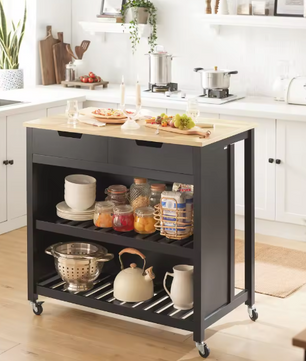 Wit Keukeneiland met Lades & Planken op Wielen – 94 cm