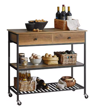 Industrieel Keukentrolley Dressoir met Lades & Planken – 93 cm