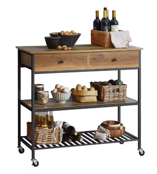 Industrieel Keukentrolley Dressoir met Lades & Planken – 93 cm