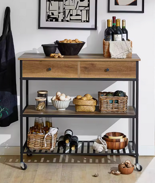 Industrieel Keukentrolley Dressoir met Lades & Planken – 93 cm