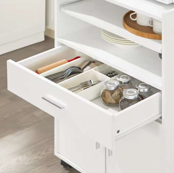 Multifunctionele Keukentrolley met Lade, Kast & Schuifblad – 92 cm Hoog