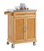 Bamboe Keukentrolley met RVS Blad, Lade & Kast – 90 cm Hoog