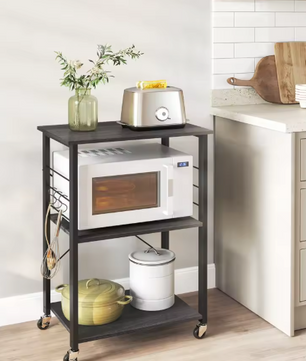 Keukentrolley met 3 Niveaus en Haken – Industrieel Design