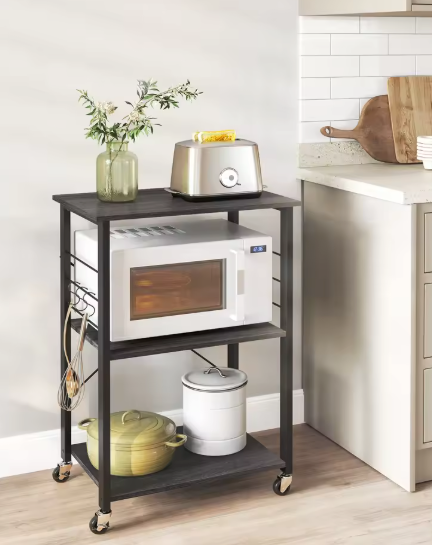 Keukentrolley met 3 Niveaus en Haken – Industrieel Design