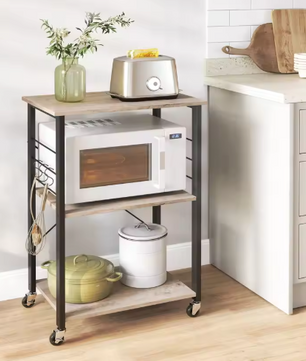 Keukentrolley met 3 Niveaus en Haken – Industrieel Design