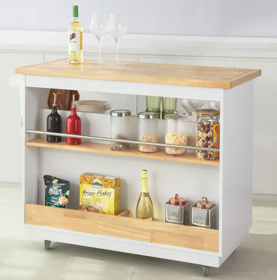 Keukentrolley met Werkblad, Lade & Kruidenrek op Wielen