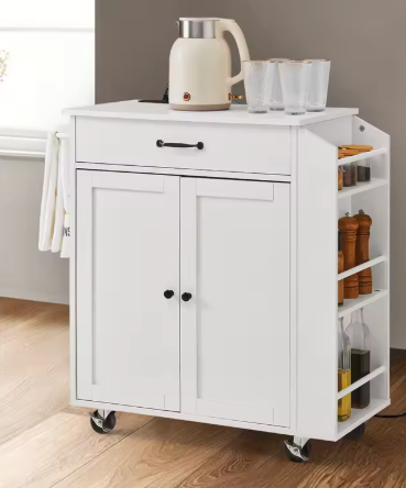 Mobiele Keukentrolley met Stopcontact, Opbergruimte & Lade – 86 cm Hoog