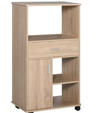 Keukentrolley met Magnetronplank, Lade & Kast op Wielen – 108 cm