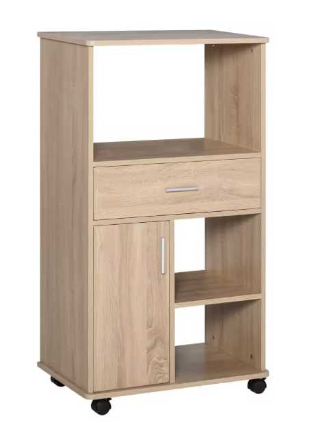 Keukentrolley met Magnetronplank, Lade & Kast op Wielen – 108 cm