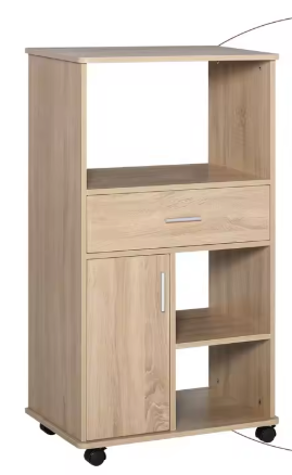 Keukentrolley met Magnetronplank, Lade & Kast op Wielen – 108 cm