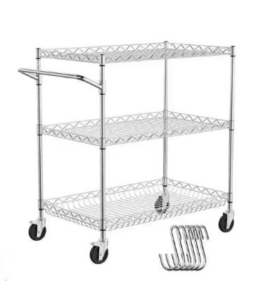 Industriële Opbergwagen op Wielen – 3-Laags Metalen Trolley