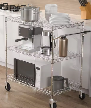 Industriële Opbergwagen op Wielen – 3-Laags Metalen Trolley