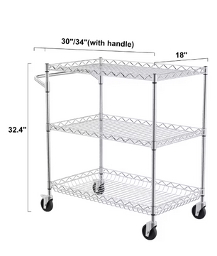 Industriële Opbergwagen op Wielen – 3-Laags Metalen Trolley