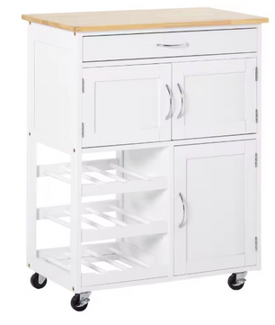 Keukenwagen met Wielen – Met Lade, Kasten & Wijnrek