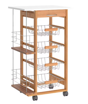 Witte Keukenwagen met Lade, Manden & Zijrekken – 83 cm