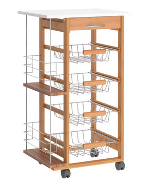 Witte Keukenwagen met Lade, Manden & Zijrekken – 83 cm