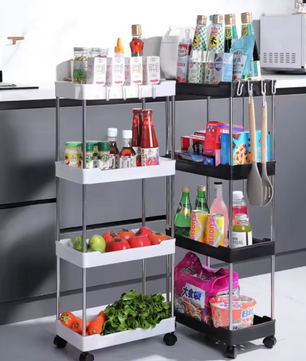 Slanke Opbergtrolley met 3/4 Lagen – Voor Keuken & Badkamer