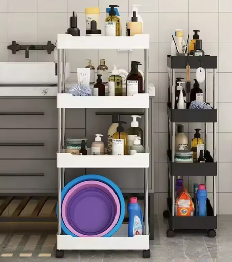 Slanke Opbergtrolley met 3/4 Lagen – Voor Keuken & Badkamer
