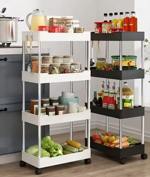 Slanke Opbergtrolley met 3/4 Lagen – Voor Keuken & Badkamer
