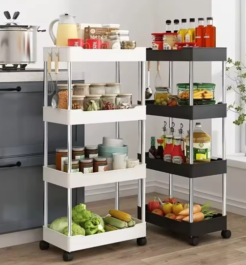 Slanke Opbergtrolley met 3/4 Lagen – Voor Keuken & Badkamer