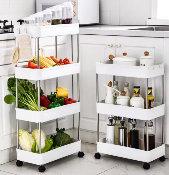Slanke Opbergtrolley met 3/4 Lagen – Voor Keuken & Badkamer