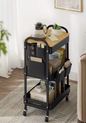 Metalen Opbergtrolley met Deksel – 3 Lagen & Organizerbakken, Zwart