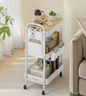 Metalen Opbergtrolley met Deksel – 3 Lagen & Organizerbakken, Zwart