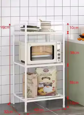 Vloerstaand Opbergrek met Katrol – Meerlagen Trolley voor Keuken & Badkamer