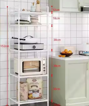 Vloerstaand Opbergrek met Katrol – Meerlagen Trolley voor Keuken & Badkamer