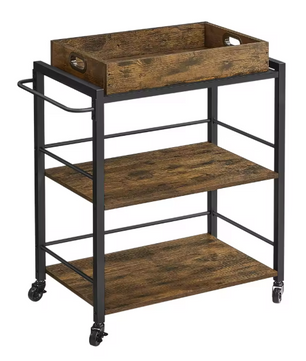 Serveerwagen met Afneembaar Dienblad – 3 Lagen & Wielen, Industrieel Design