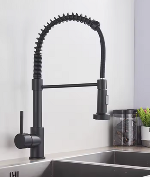 Geborsteld Gouden Keukenkraan – Eénhendel Lente Kraan met Warm/Koud Waterfunctie