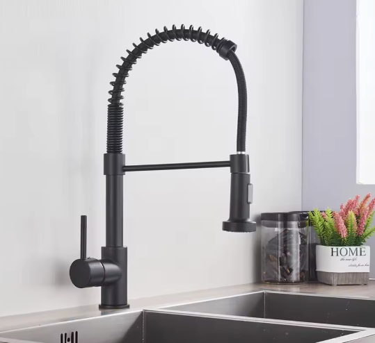 Geborsteld Gouden Keukenkraan – Eénhendel Lente Kraan met Warm/Koud Waterfunctie